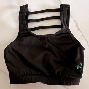 Varsity brand youth extra small sports bra, black! Super cute back!